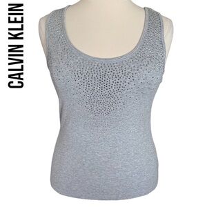 Make offer! Calvin Klein Heather Grey Silver Embellished Tank Top Large